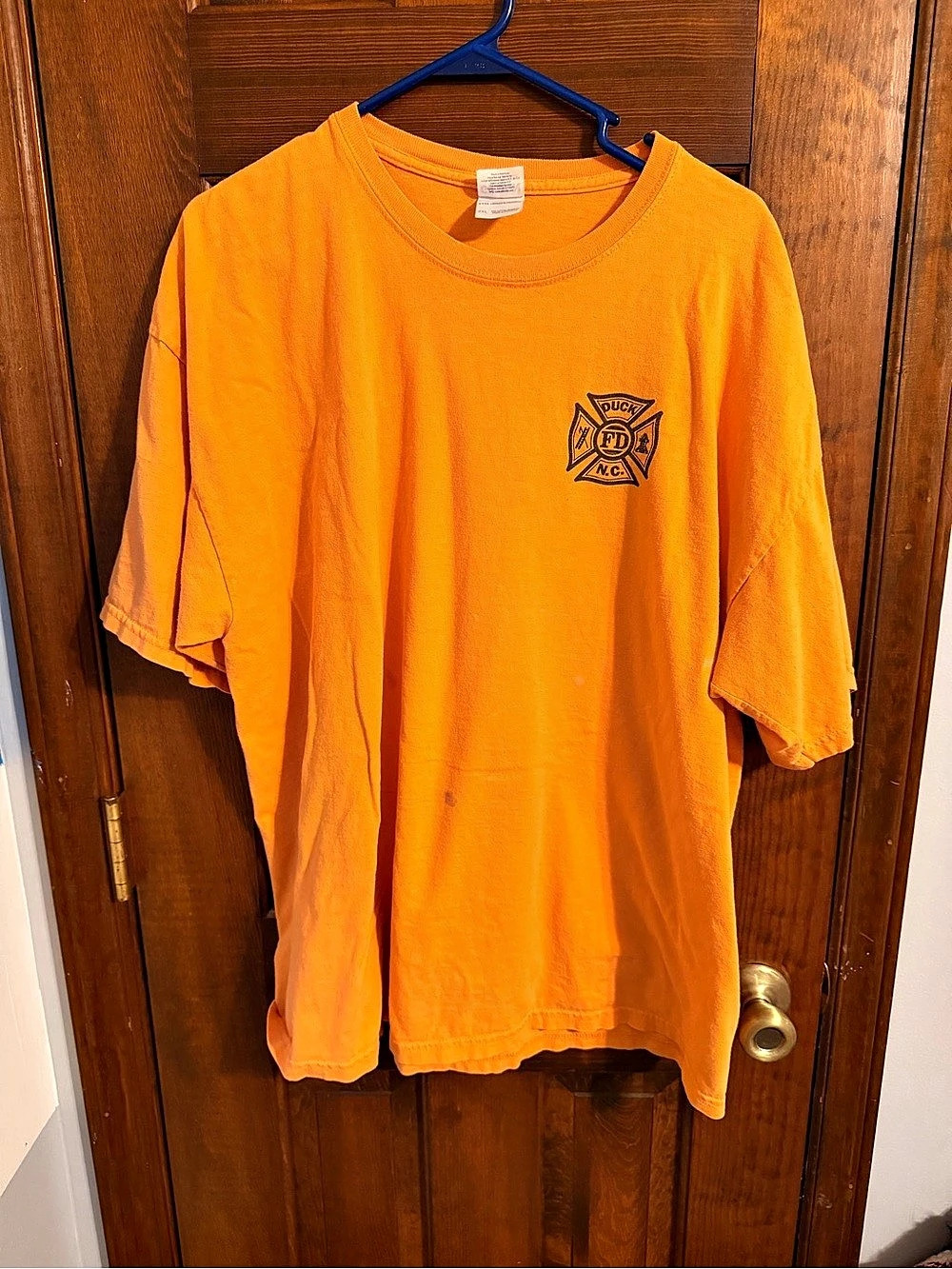 Gildan Fire Dept Duck North Carolina T-Shirt Graphic Tee Orange Size XL